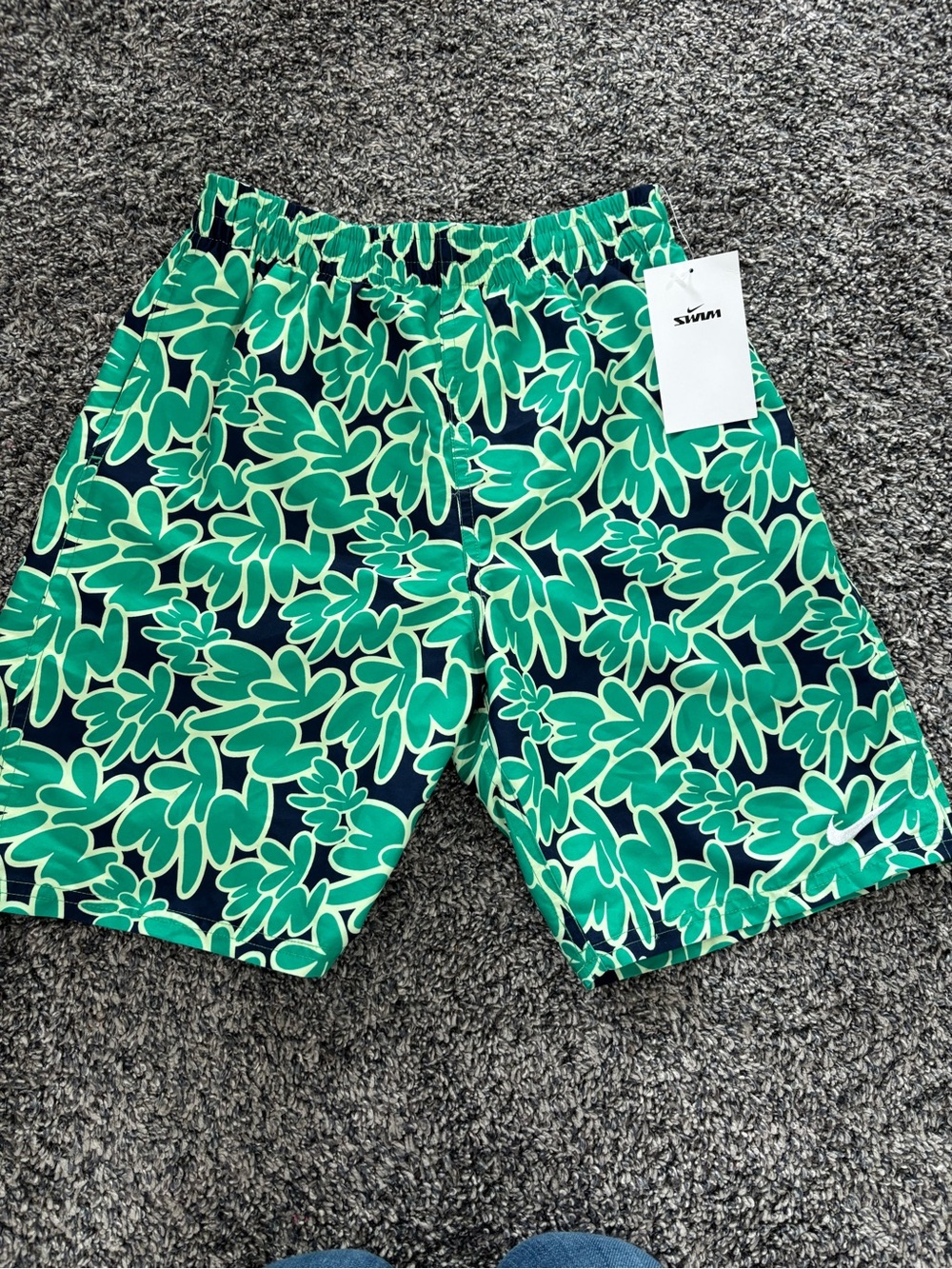 Nike Swims Floral Print Boys Swim Trunks - Green
